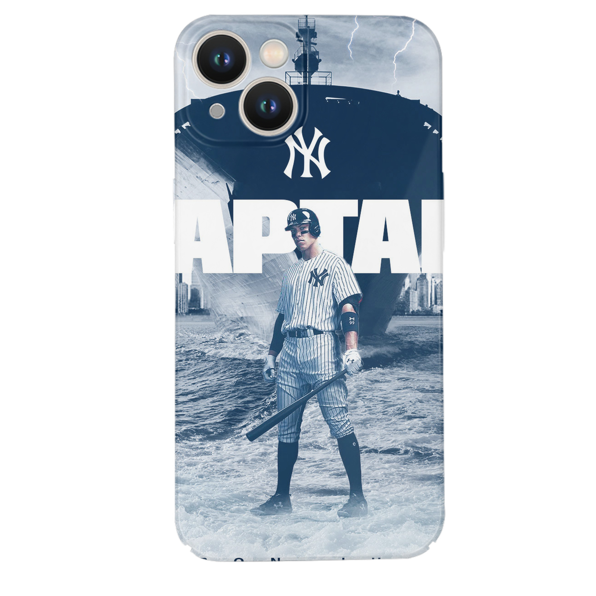 Aaron Judge Yankees Captain IPhone 14 Series Full-Cover Hard Case – Shockproof With Raised Camera Protection – Precise Cutouts, Wireless Charging Compatible – Durable, Anti-Yellowing, Easy To Clean
